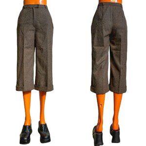 70s Vintage Brown Wool Capri Pants Crop Highwaisted Trousers Culottes Sears.